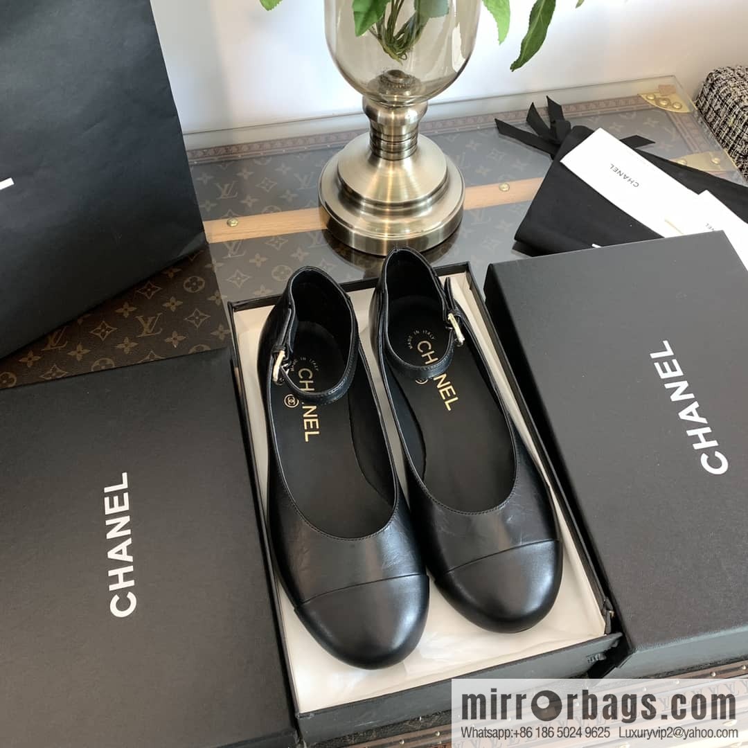 Chanel small fragrance color matching pearl heel counter Mary Jane single shoes‼