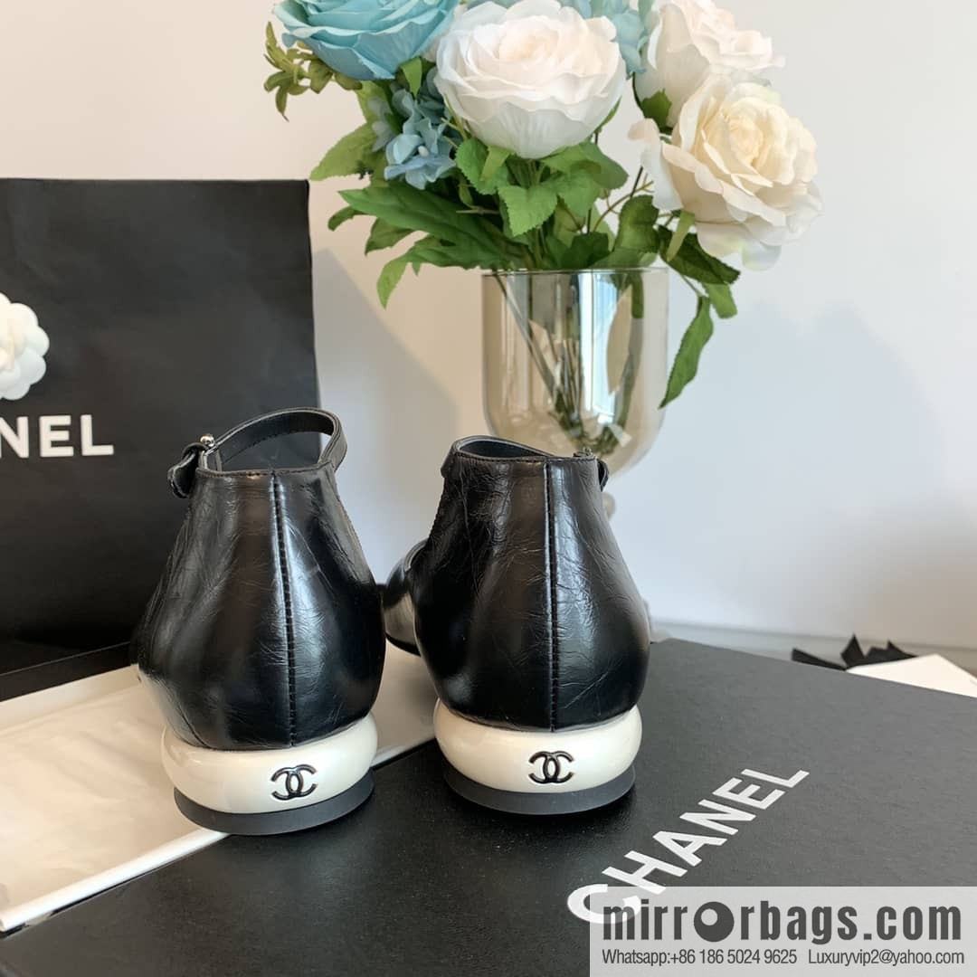 Chanel small fragrance color matching pearl heel counter Mary Jane single shoes‼