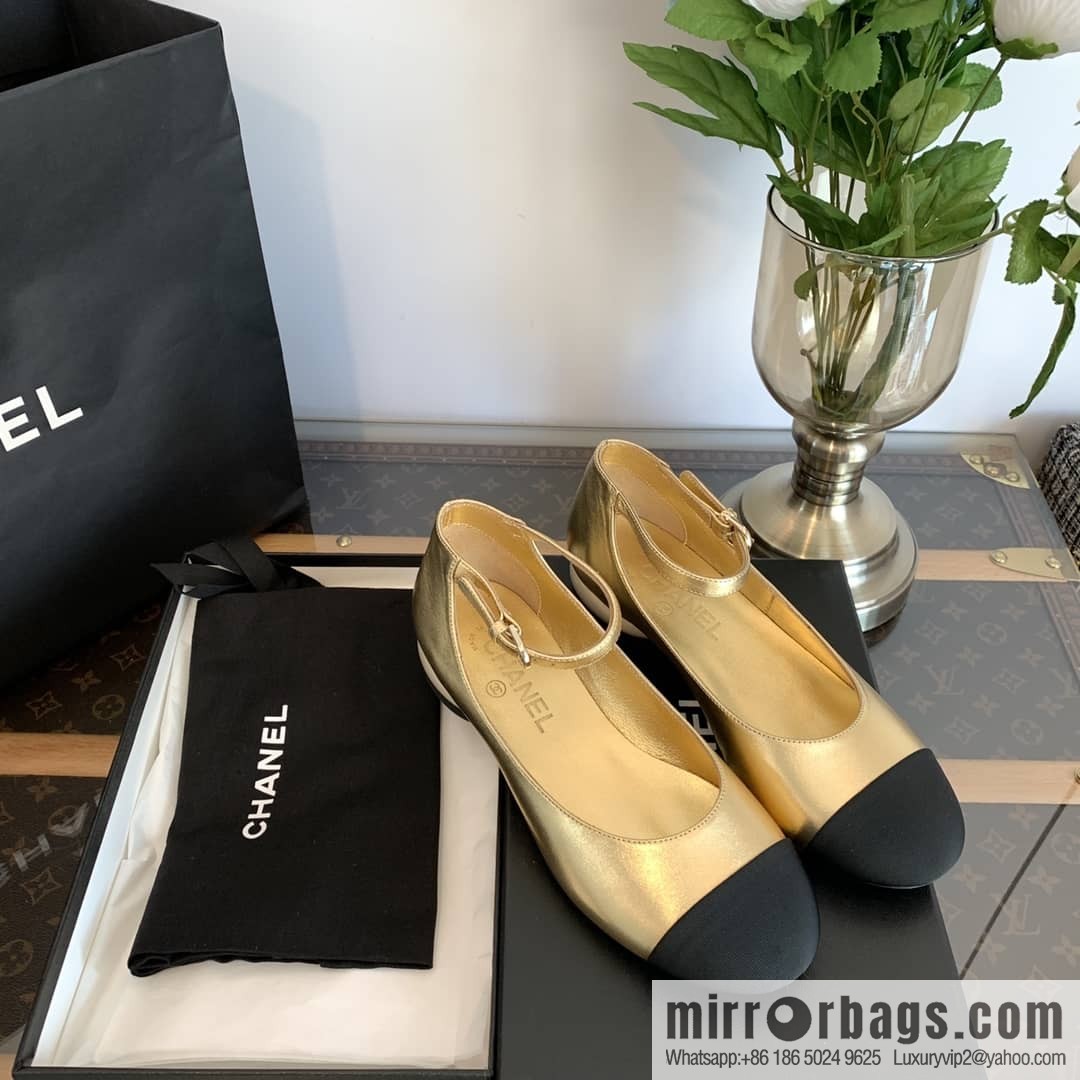Chanel small fragrance color matching pearl heel counter Mary Jane single shoes‼