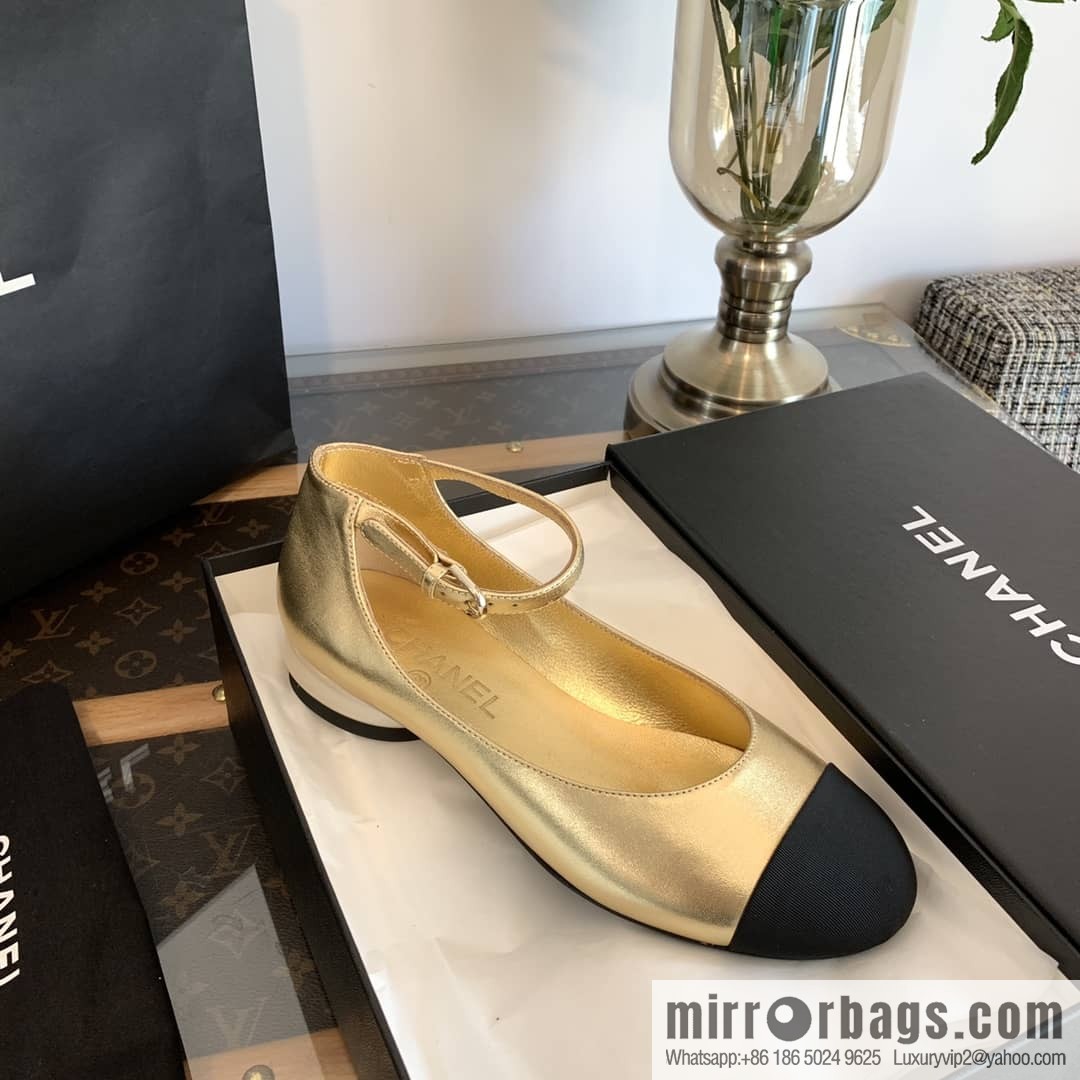 Chanel small fragrance color matching pearl heel counter Mary Jane single shoes‼