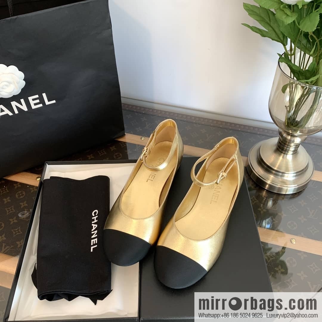 Chanel small fragrance color matching pearl heel counter Mary Jane single shoes‼