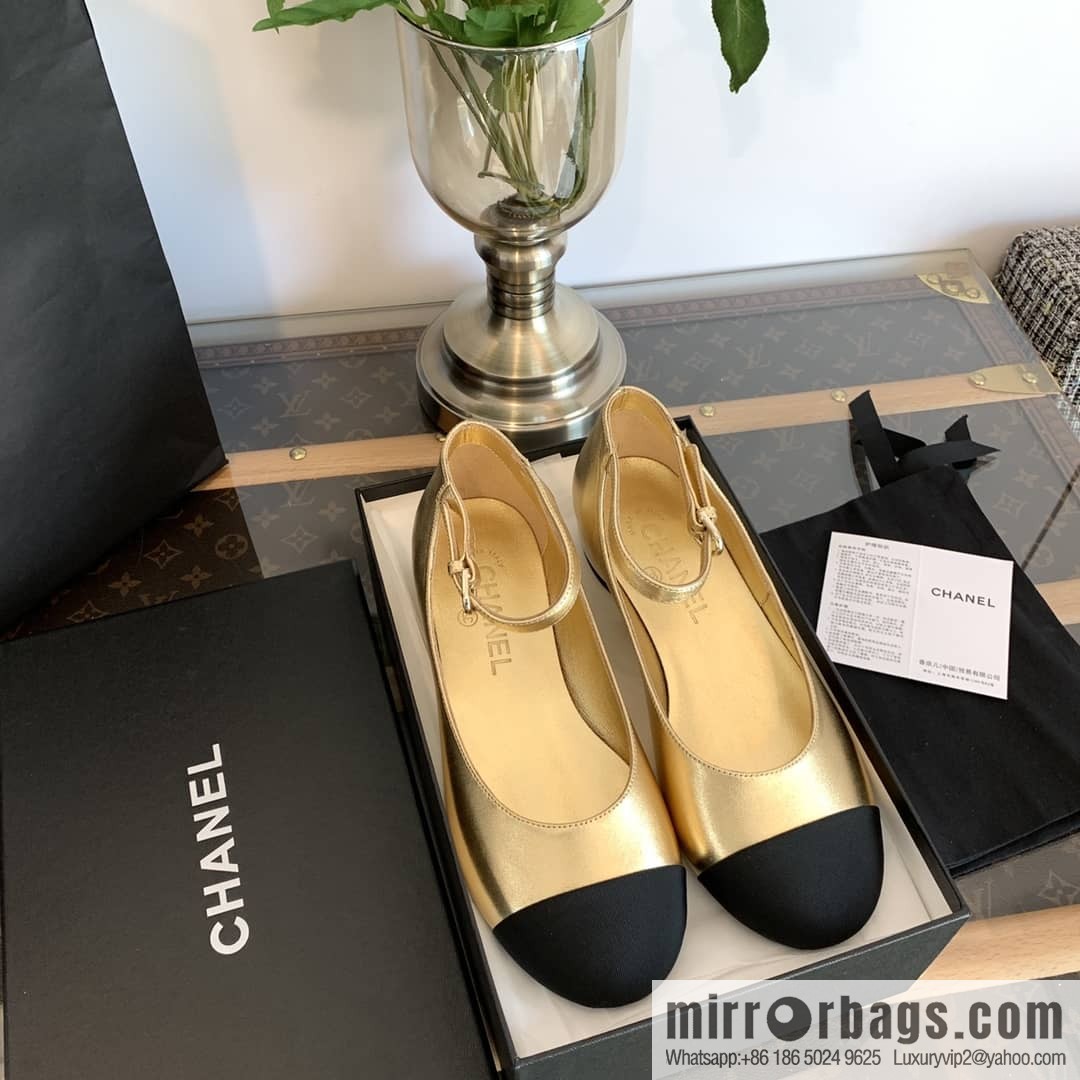 Chanel small fragrance color matching pearl heel counter Mary Jane single shoes‼