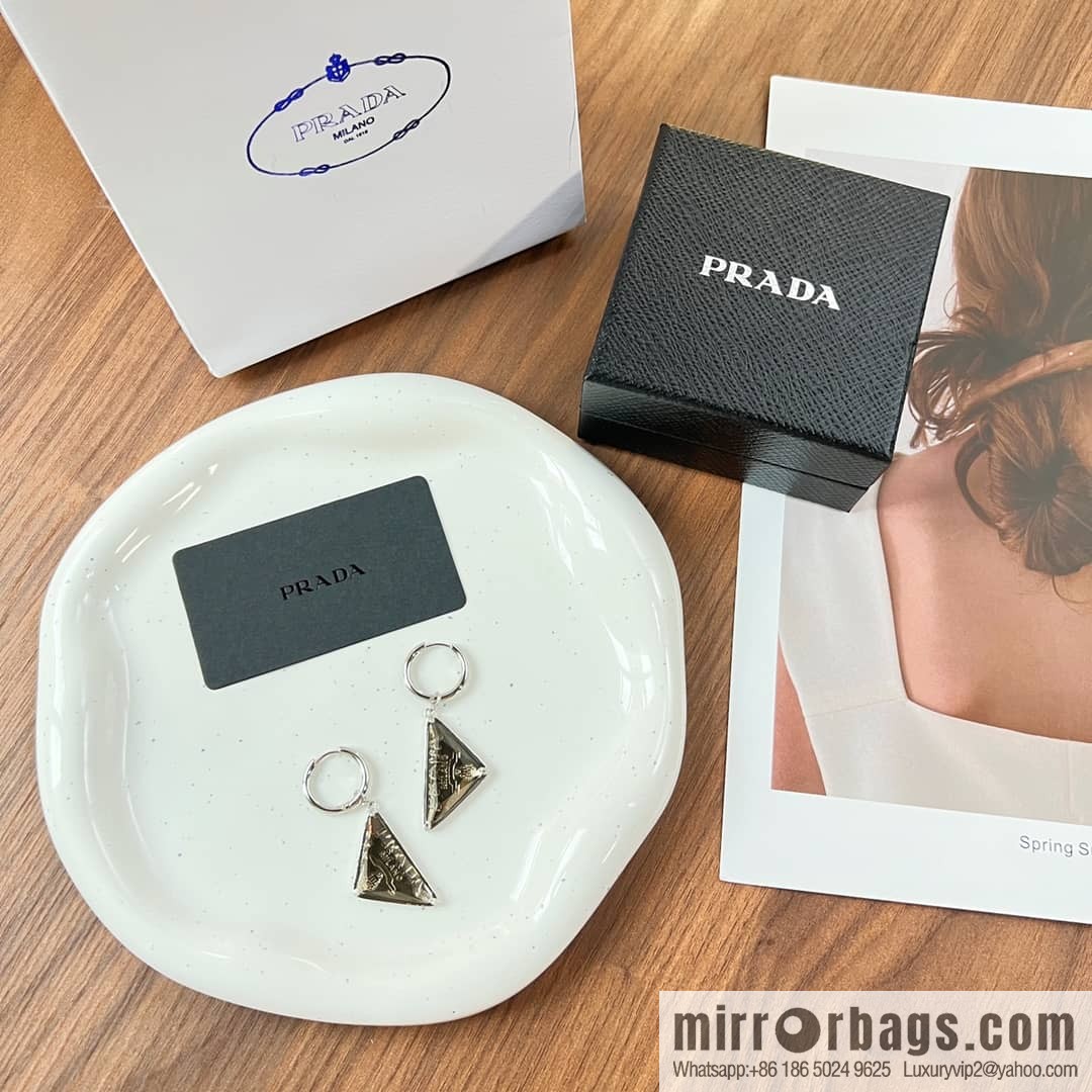 PRADA Prada triangle label, stud earrings