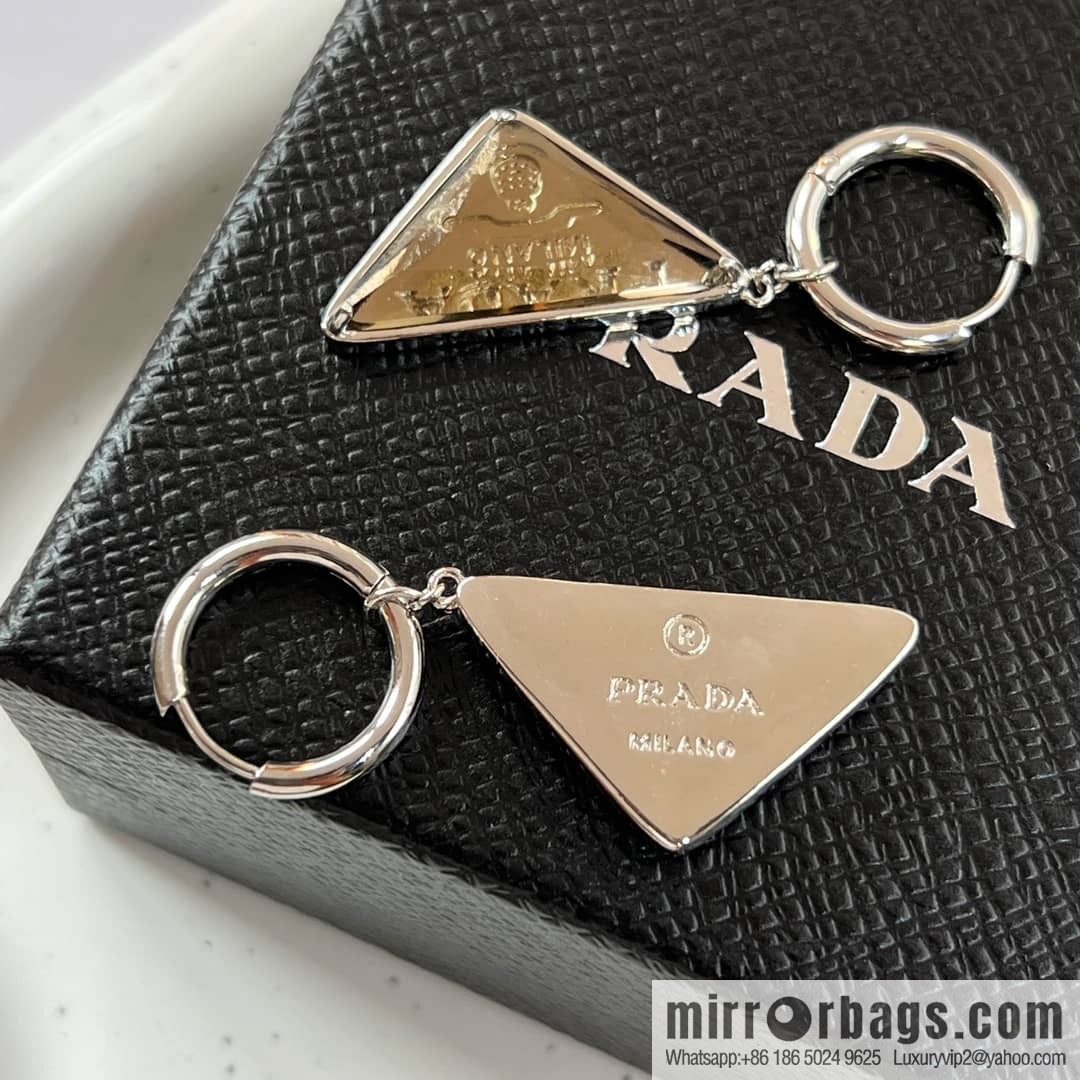 PRADA Prada triangle label, stud earrings
