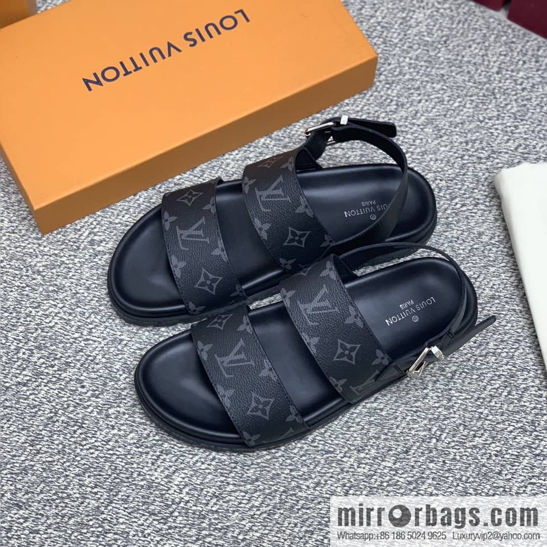 LV/Louis Vuitton features classic PVC men's sandals with black outsoles