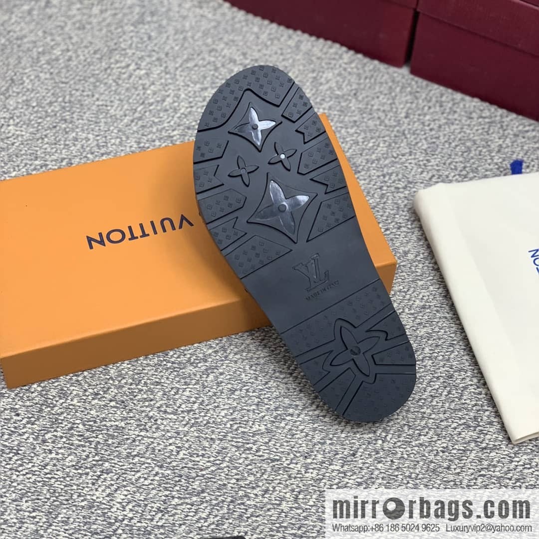 LV/Louis Vuitton features classic PVC men's sandals with black outsoles