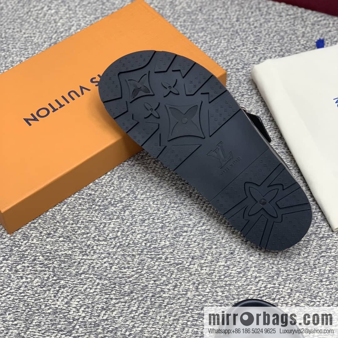 LV/Louis Vuitton features classic PVC men's sandals with black outsoles