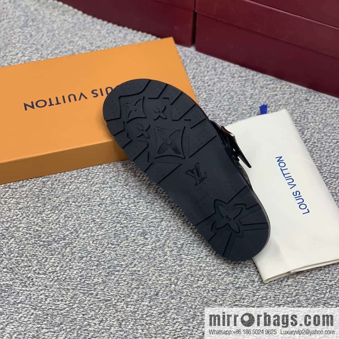 LV/Louis Vuitton features classic PVC men's sandals with black outsoles