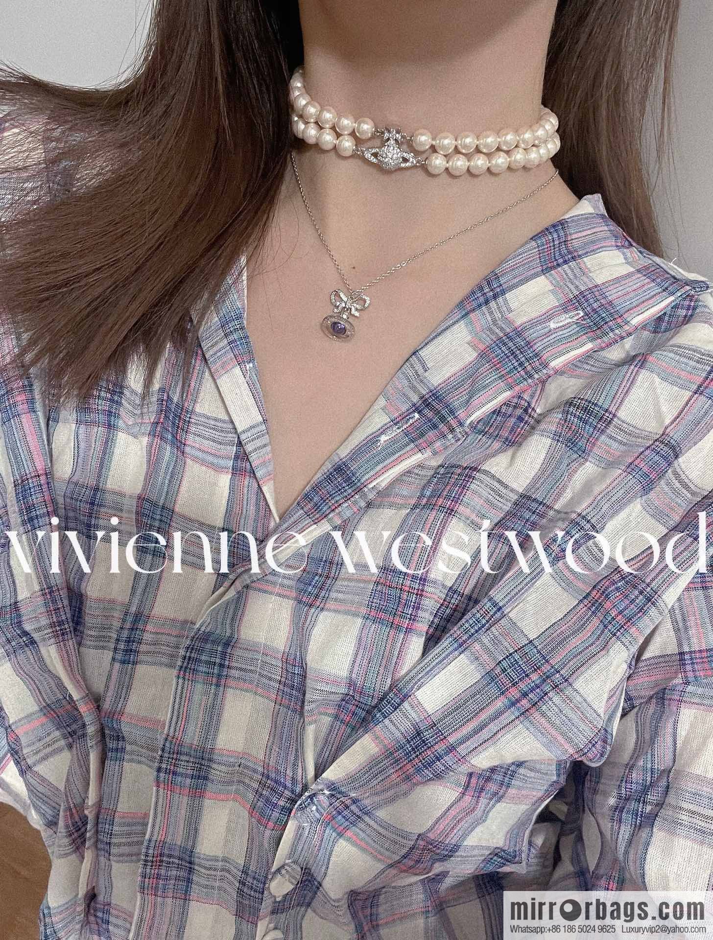 New ☑️ Vivienne Westwood Queen Mother Saturn Double Pearl Necklace