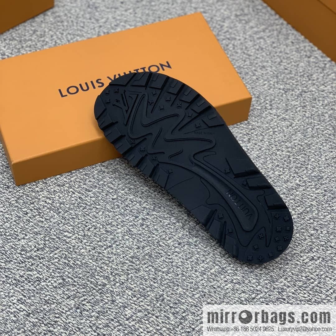 LV/Louis Vuitton features classic PVC men's sandals with black outsoles