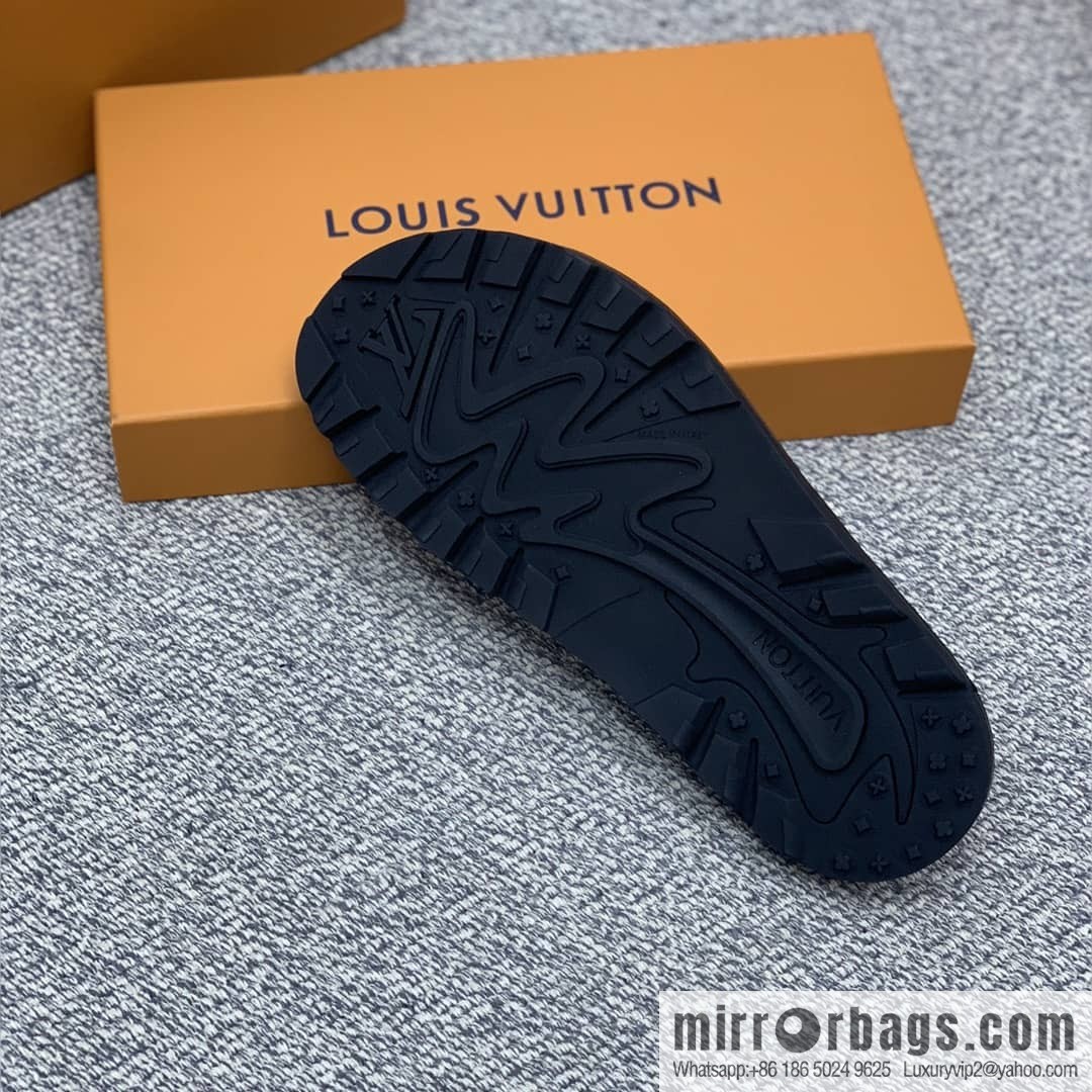 LV/Louis Vuitton features classic PVC men's sandals with black outsoles