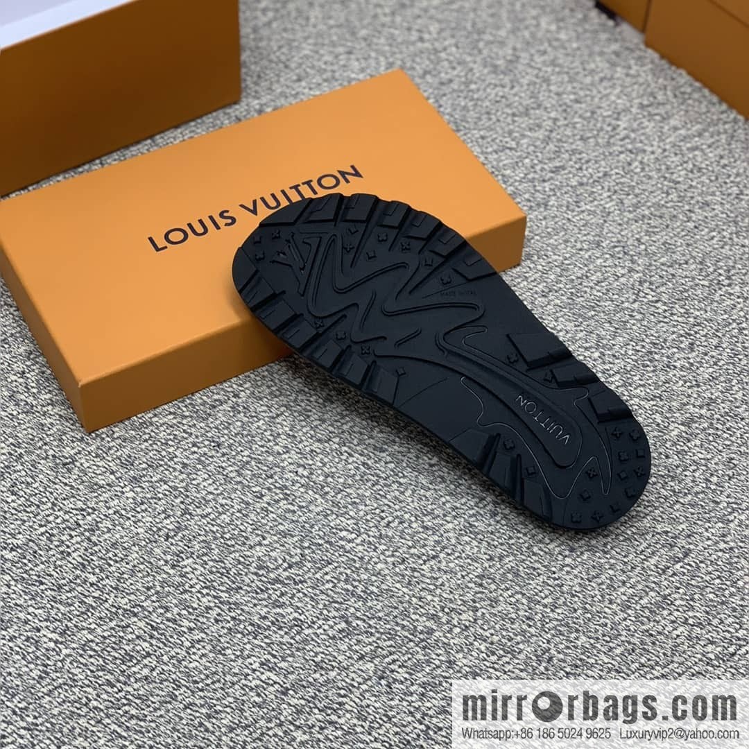 LV/Louis Vuitton features classic PVC men's sandals with black outsoles