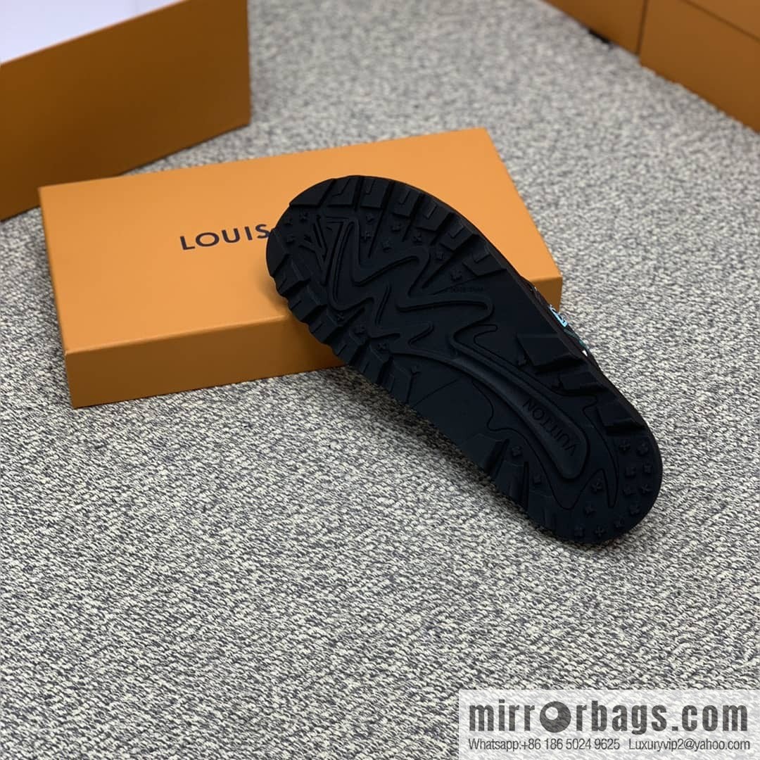 LV/Louis Vuitton features classic PVC men's sandals with black outsoles