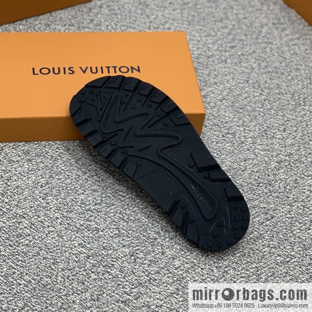 LV/Louis Vuitton features classic PVC men's sandals with black outsoles
