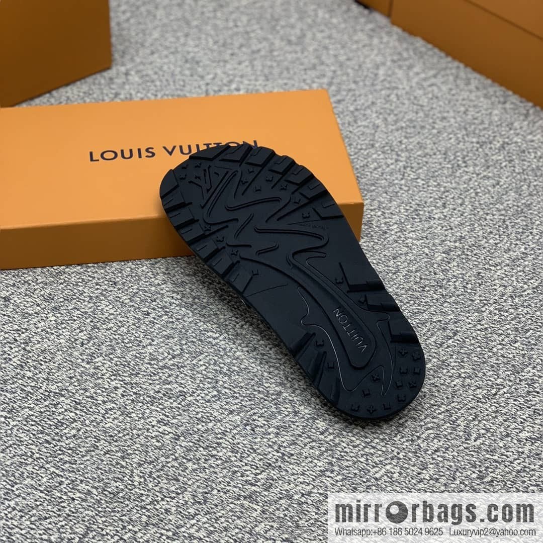 LV/Louis Vuitton features classic PVC men's sandals with black outsoles
