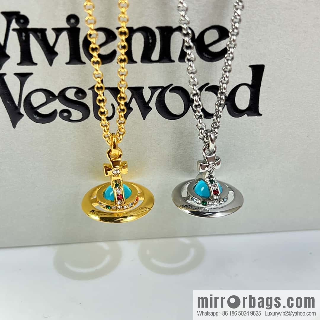 New ☑️ Vivienne Westwood Queen Mother Saturn Sapphire necklace