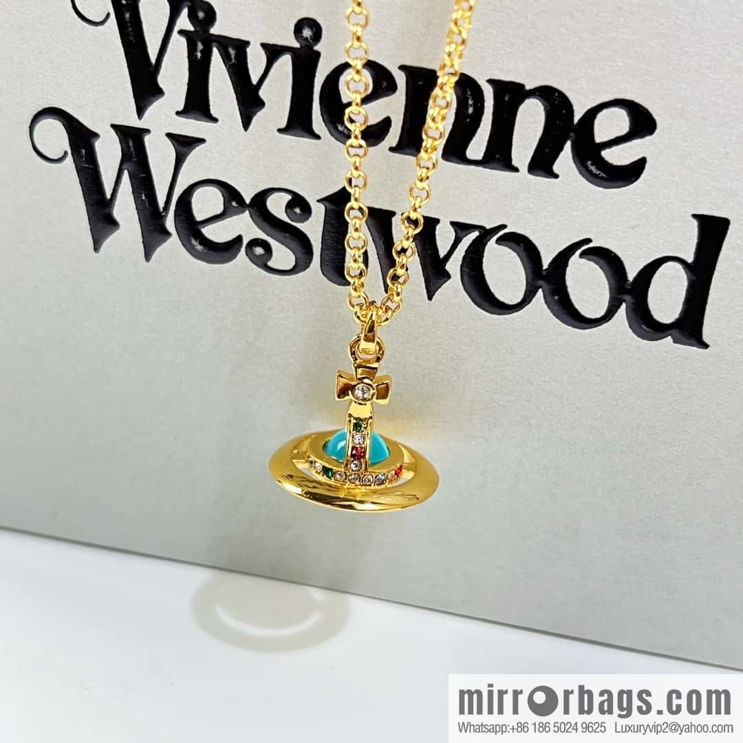 New ☑️ Vivienne Westwood Queen Mother Saturn Sapphire necklace