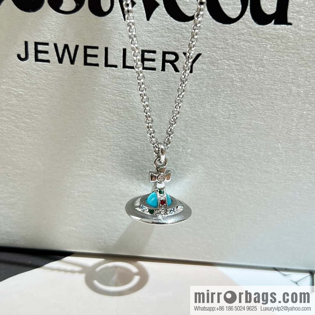 New ☑️ Vivienne Westwood Queen Mother Saturn Sapphire necklace