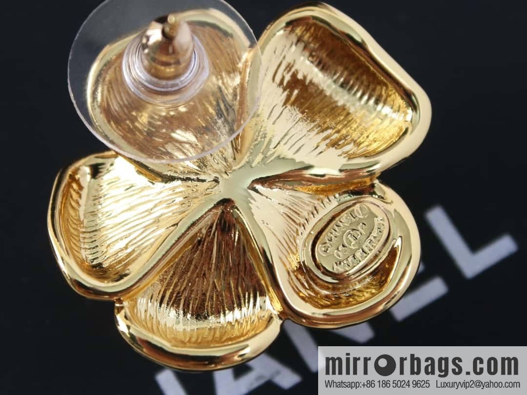 New ☑️ Chanel medieval series c1 gold camellia stud earrings
