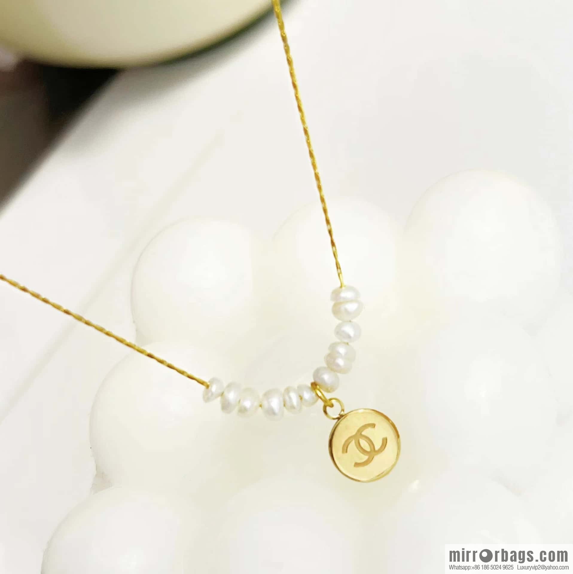 New ☑️ Chanel gold round double c irregular pearl necklace