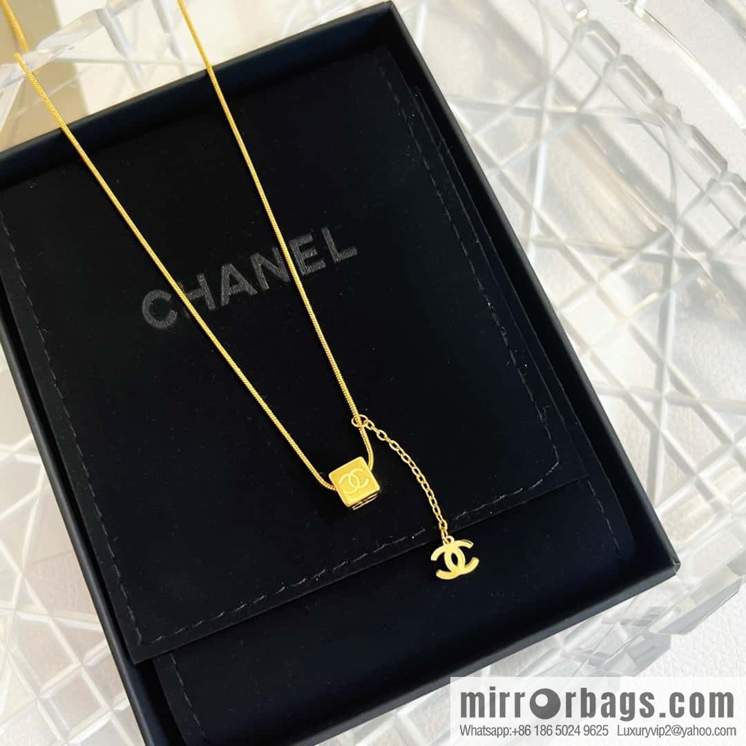 New ☑️ Chanel gold square double c necklace