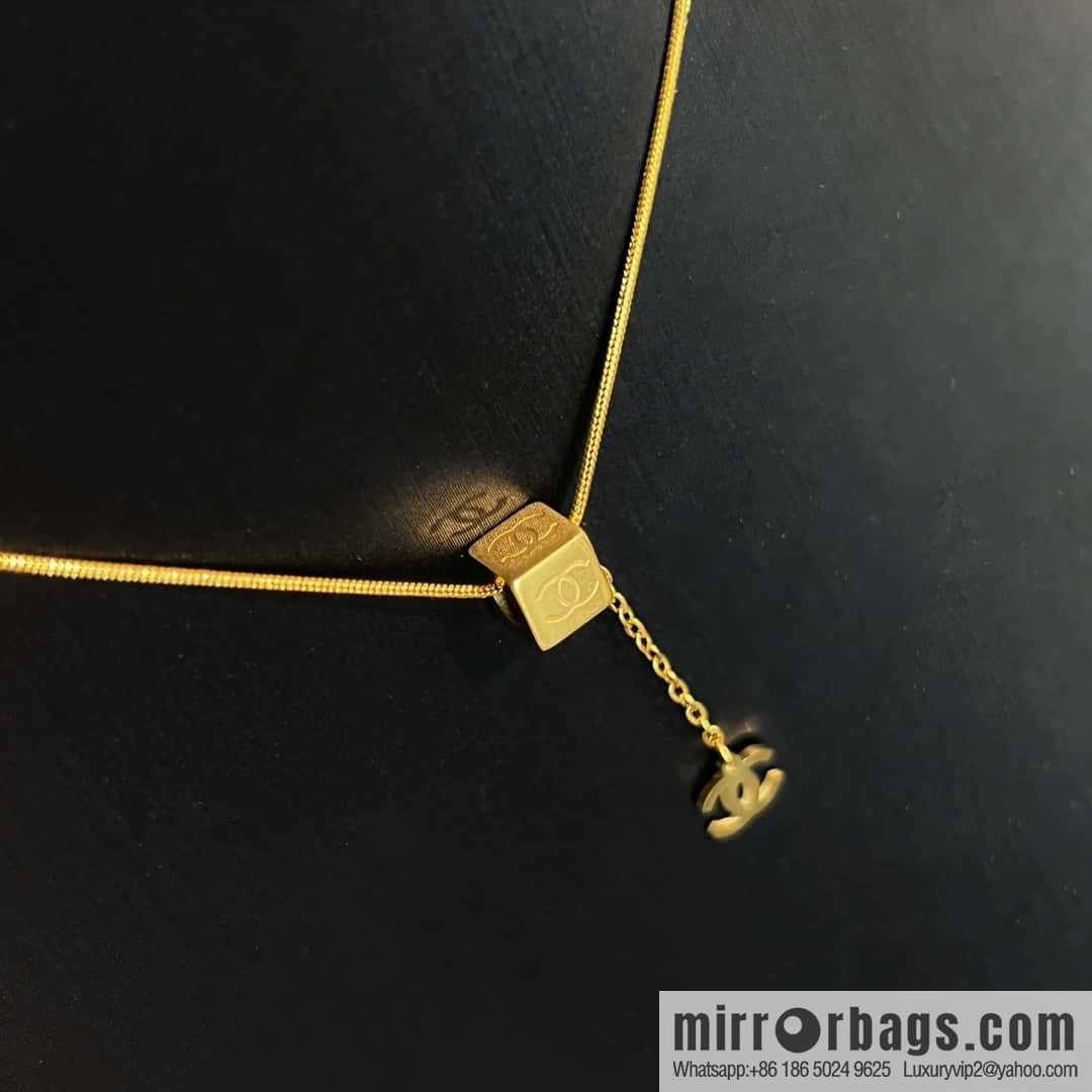 New ☑️ Chanel gold square double c necklace