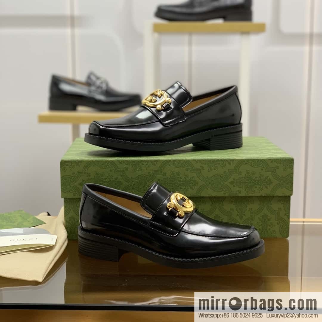 Gucci Gucci uses black smooth cow leather (fabric) carefully made men's loafers