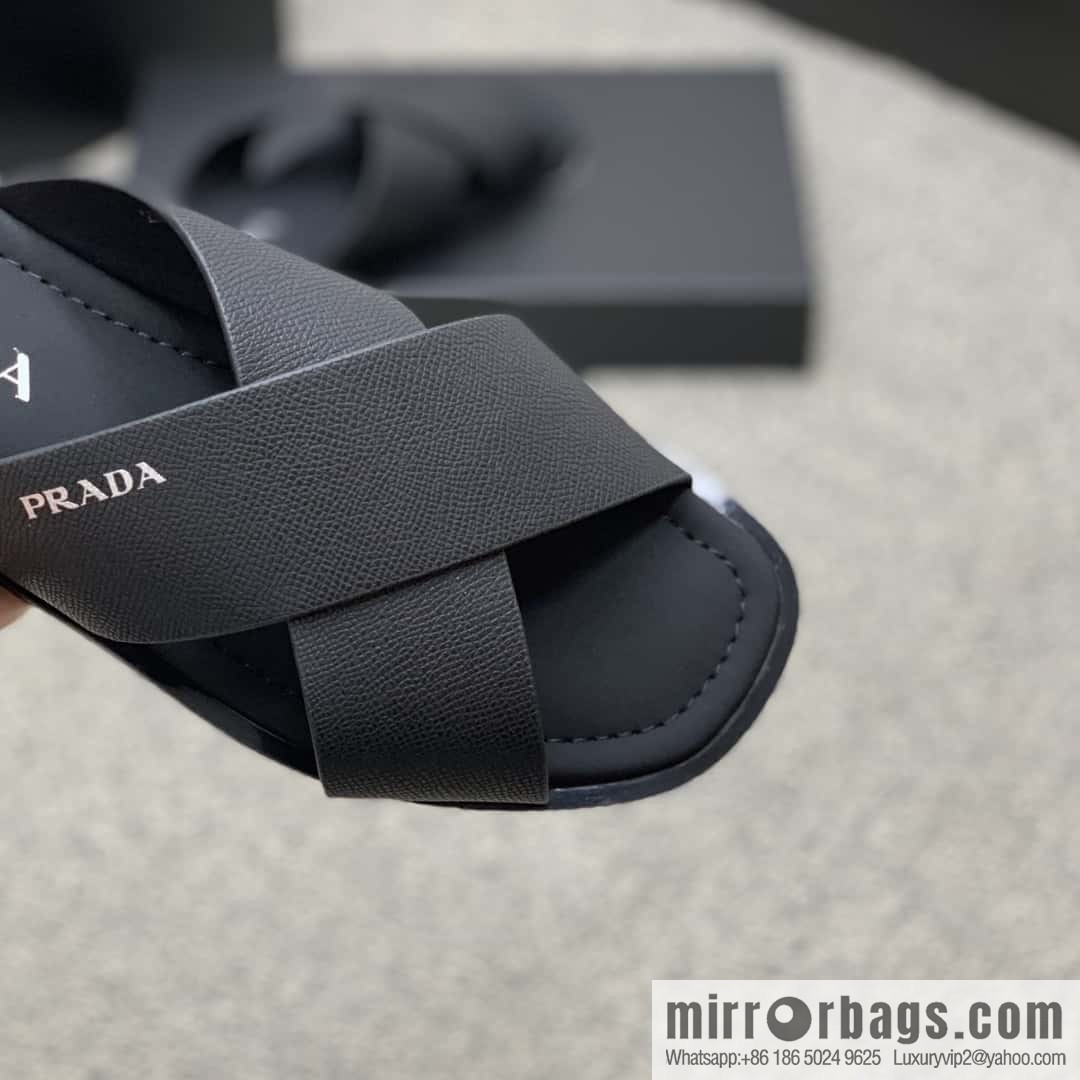 Prada uses black calfskin men's sandals