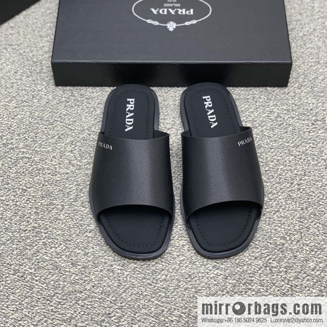 Prada uses black calfskin men's sandals