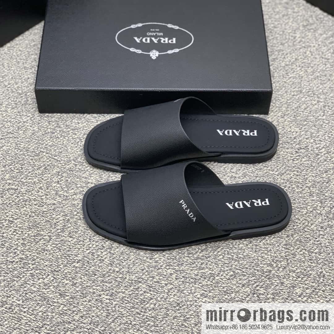 Prada uses black calfskin men's sandals