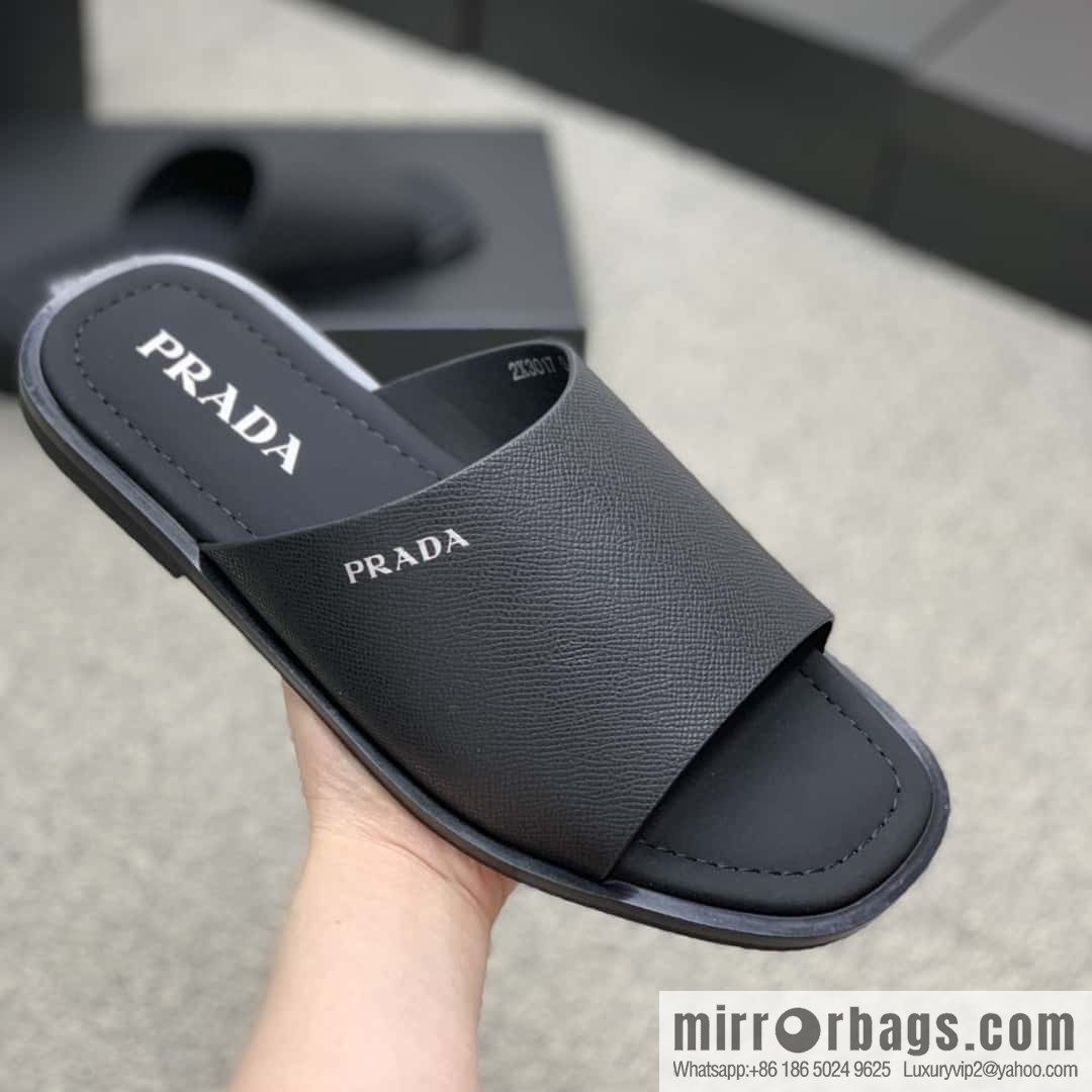 Prada uses black calfskin men's sandals