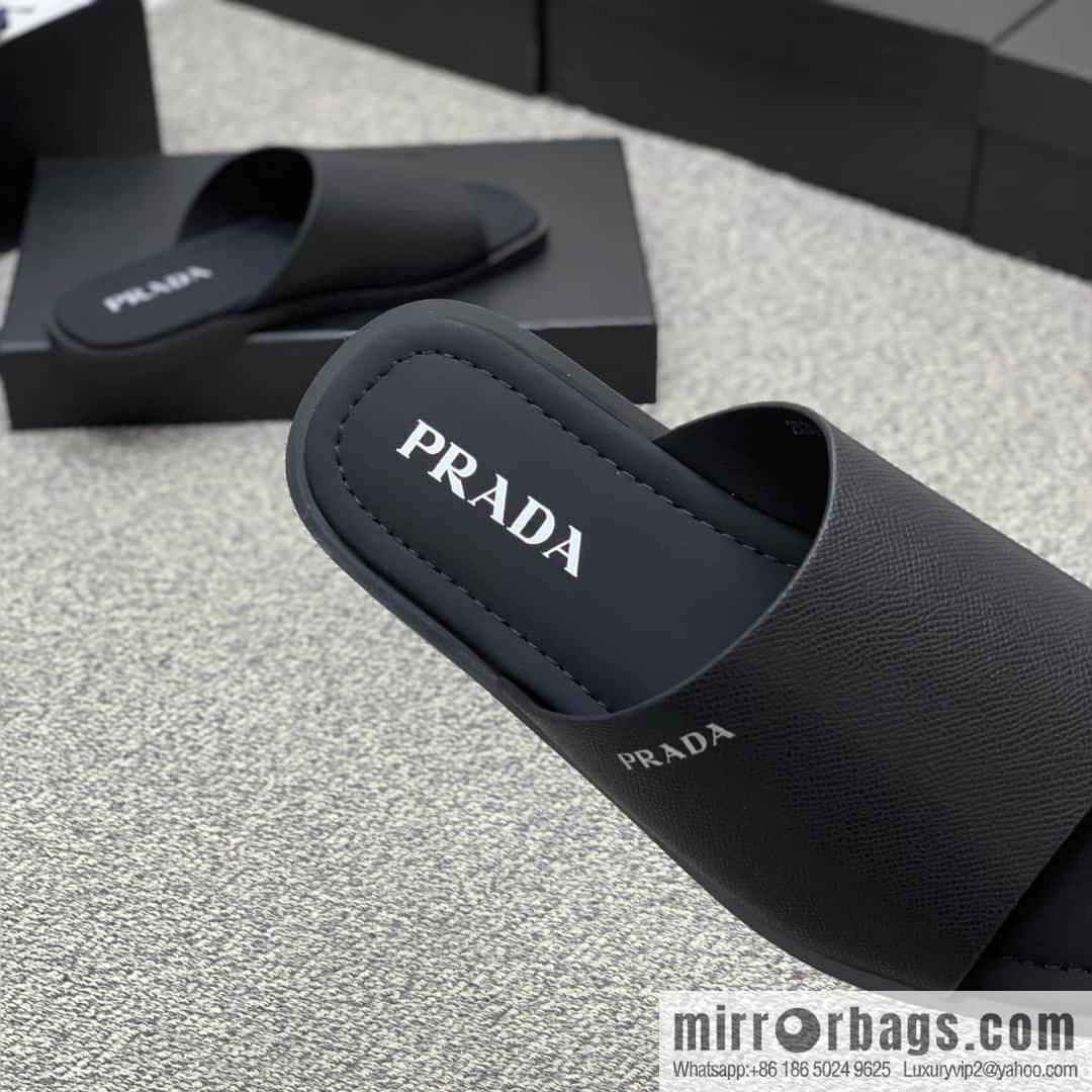 Prada uses black calfskin men's sandals