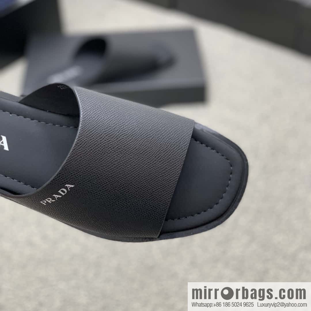 Prada uses black calfskin men's sandals