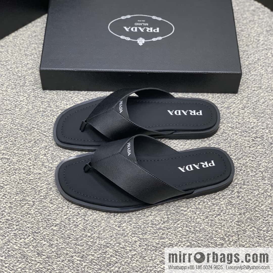Prada uses black calfskin men's sandals