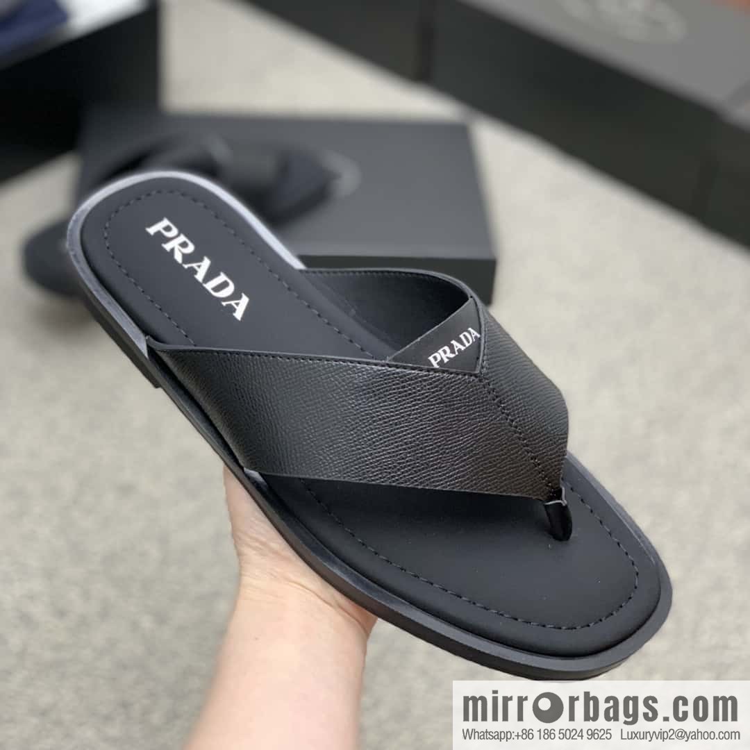 Prada uses black calfskin men's sandals