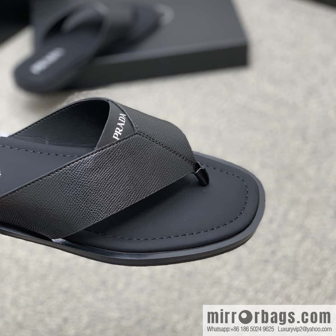 Prada uses black calfskin men's sandals