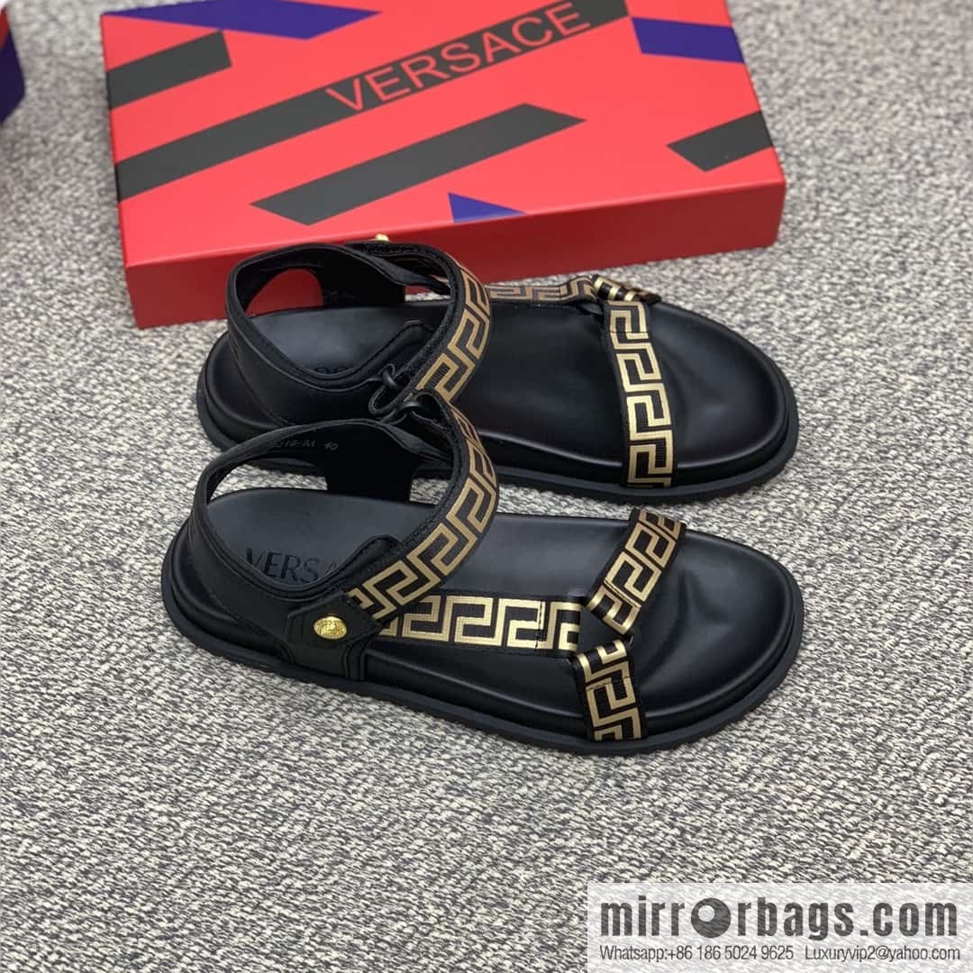 Versace uses black calfskin men's sandals