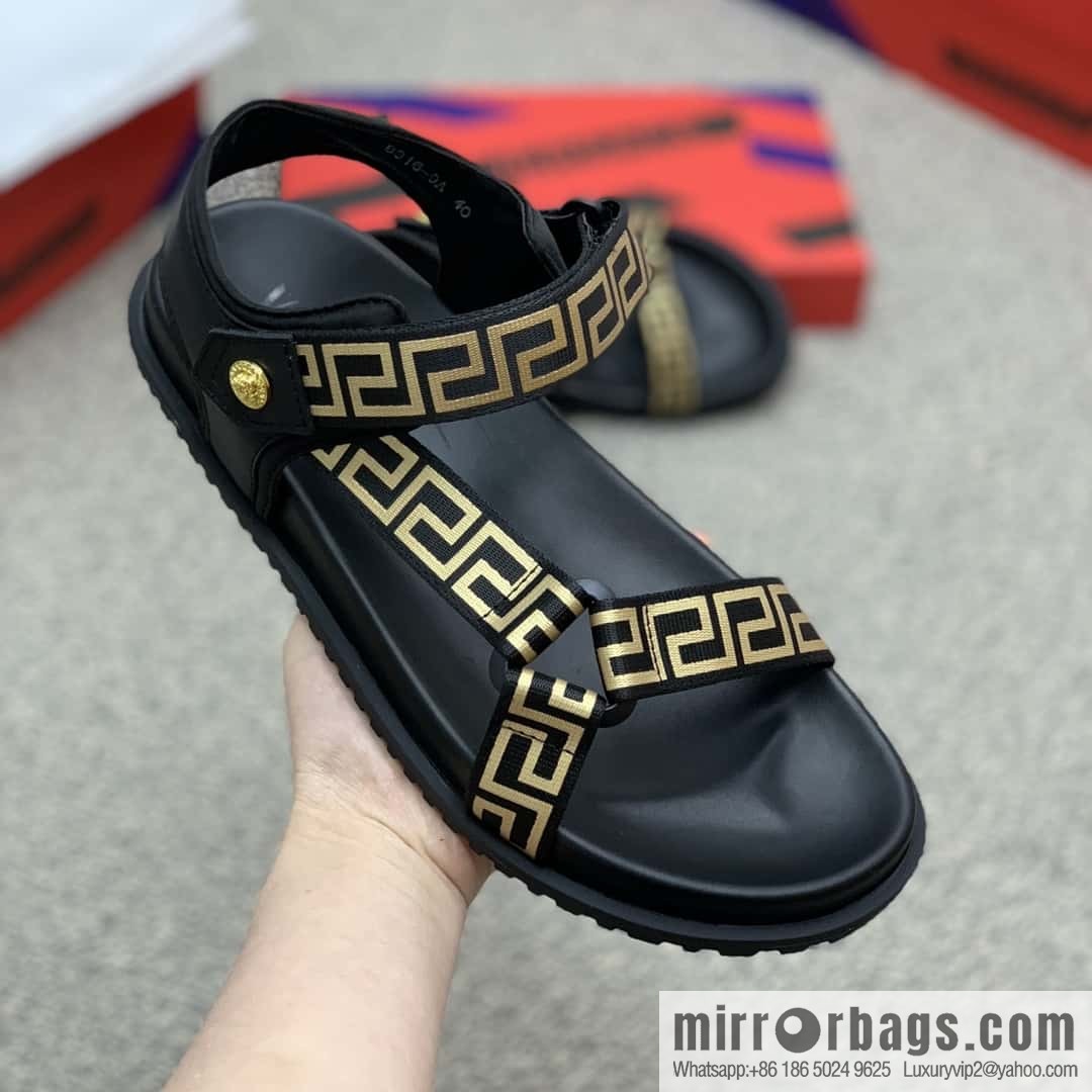 Versace uses black calfskin men's sandals