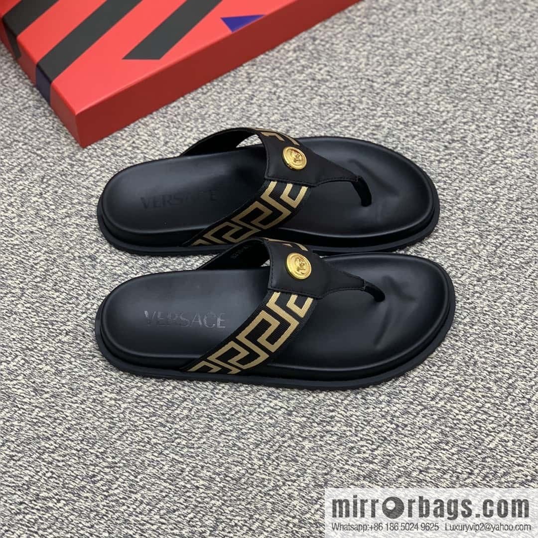 Versace uses black calfskin men's sandals