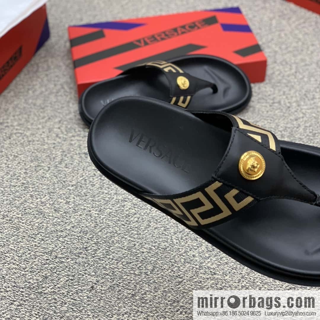Versace uses black calfskin men's sandals