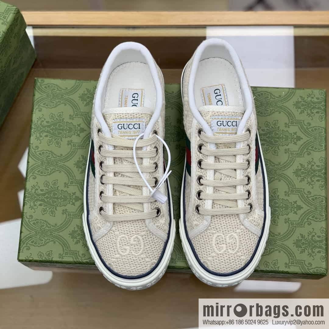 Gucci Gucci uses GG embroidery cotton crocheted fabric [G home 1977 Unisex canvas shoes]