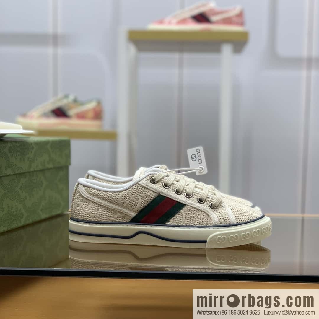 Gucci Gucci uses GG embroidery cotton crocheted fabric [G home 1977 Unisex canvas shoes]