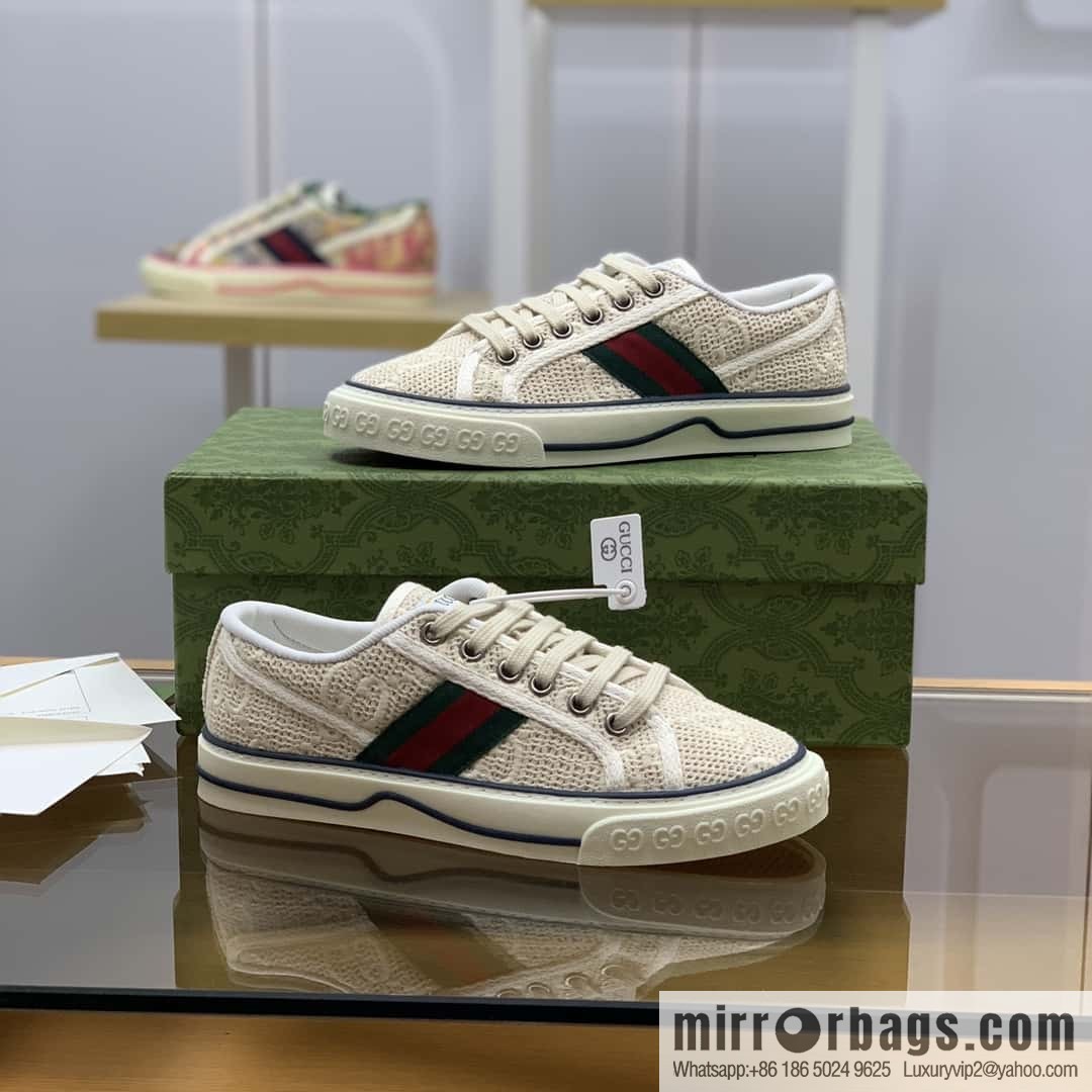 Gucci Gucci uses GG embroidery cotton crocheted fabric [G home 1977 Unisex canvas shoes]