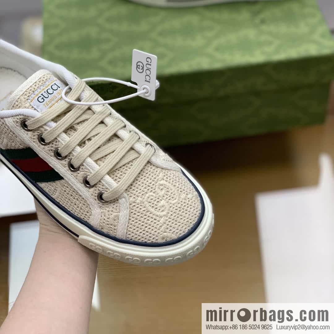 Gucci Gucci uses GG embroidery cotton crocheted fabric [G home 1977 Unisex canvas shoes]
