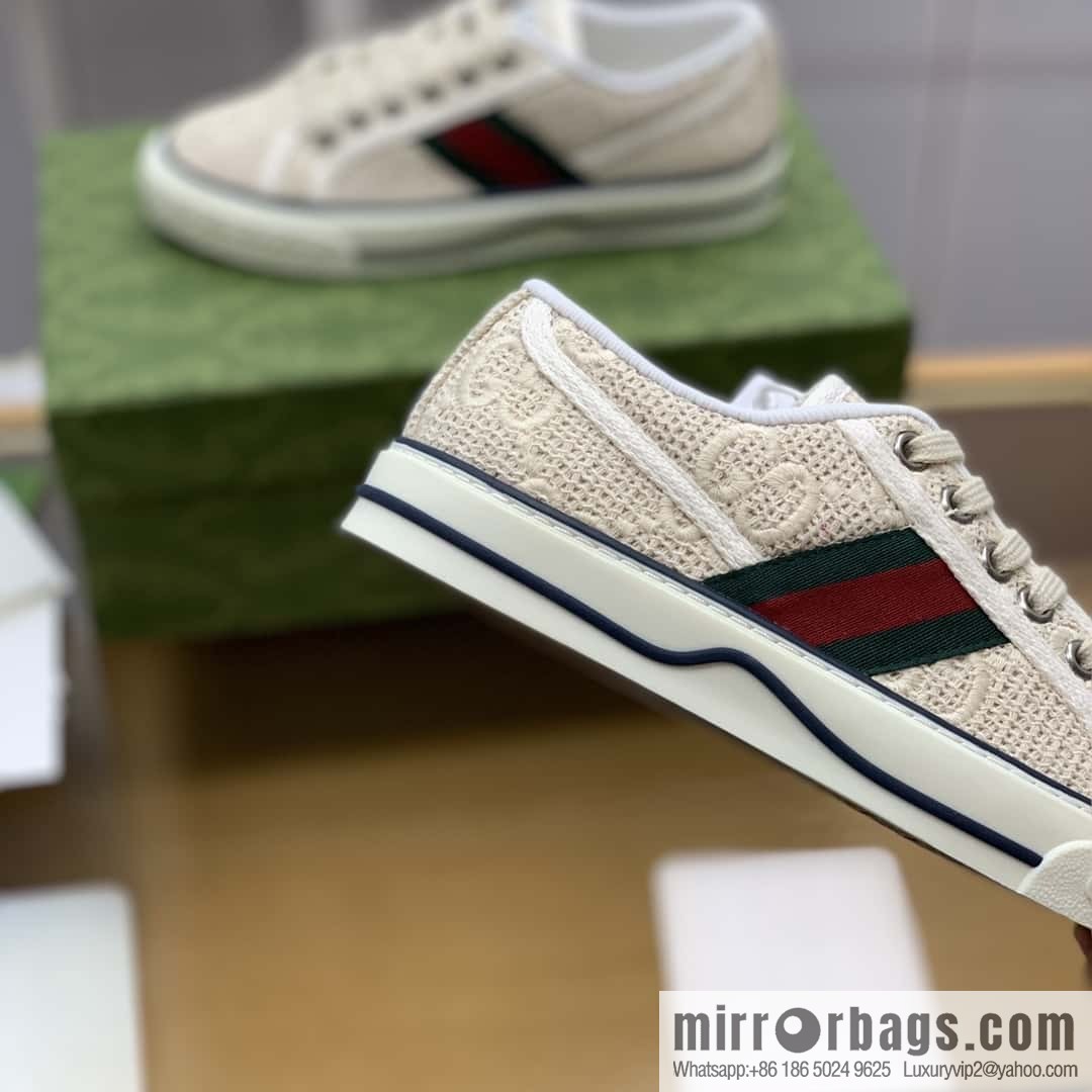 Gucci Gucci uses GG embroidery cotton crocheted fabric [G home 1977 Unisex canvas shoes]