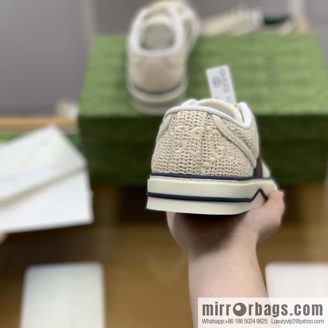 Gucci Gucci uses GG embroidery cotton crocheted fabric [G home 1977 Unisex canvas shoes]
