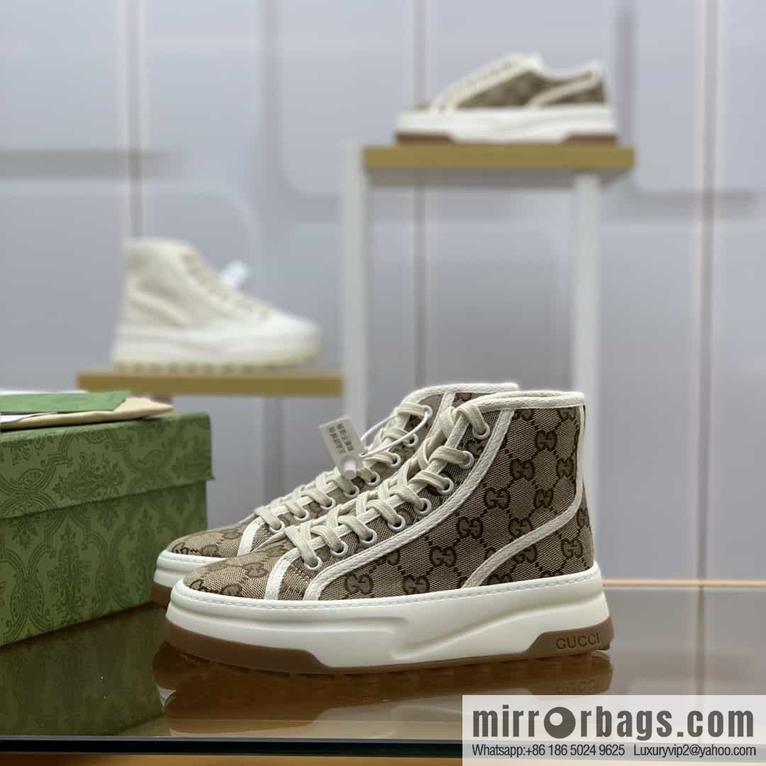 Gucci Gucci uses apricot classic GG canvas to make women's sports and leisure platform shoes