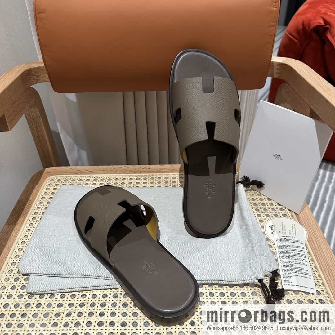 Hermes Hermès Italian imported leather classic men's slippers