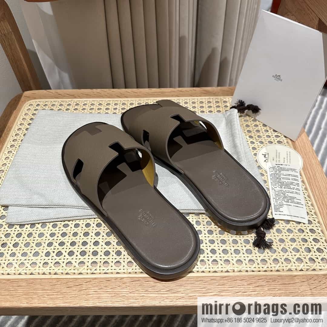 Hermes Hermès Italian imported leather classic men's slippers