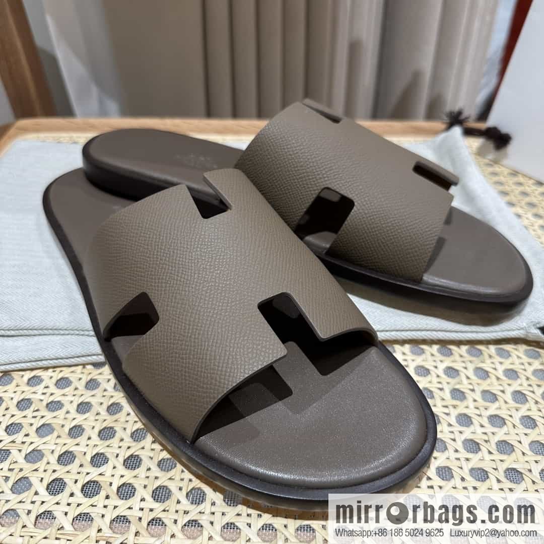 Hermes Hermès Italian imported leather classic men's slippers
